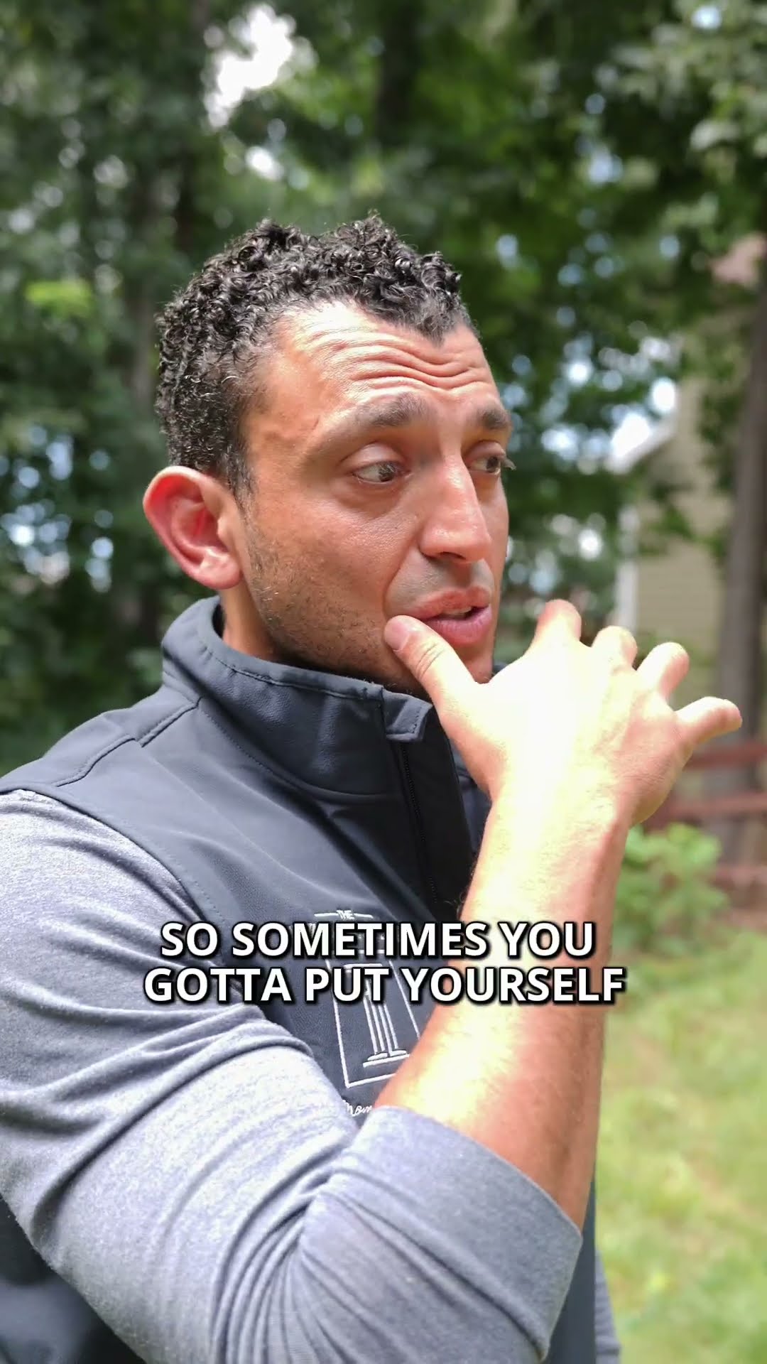 Ibrahim J. Awad talking outdoors, captioned "So sometimes you gotta put yourself"
